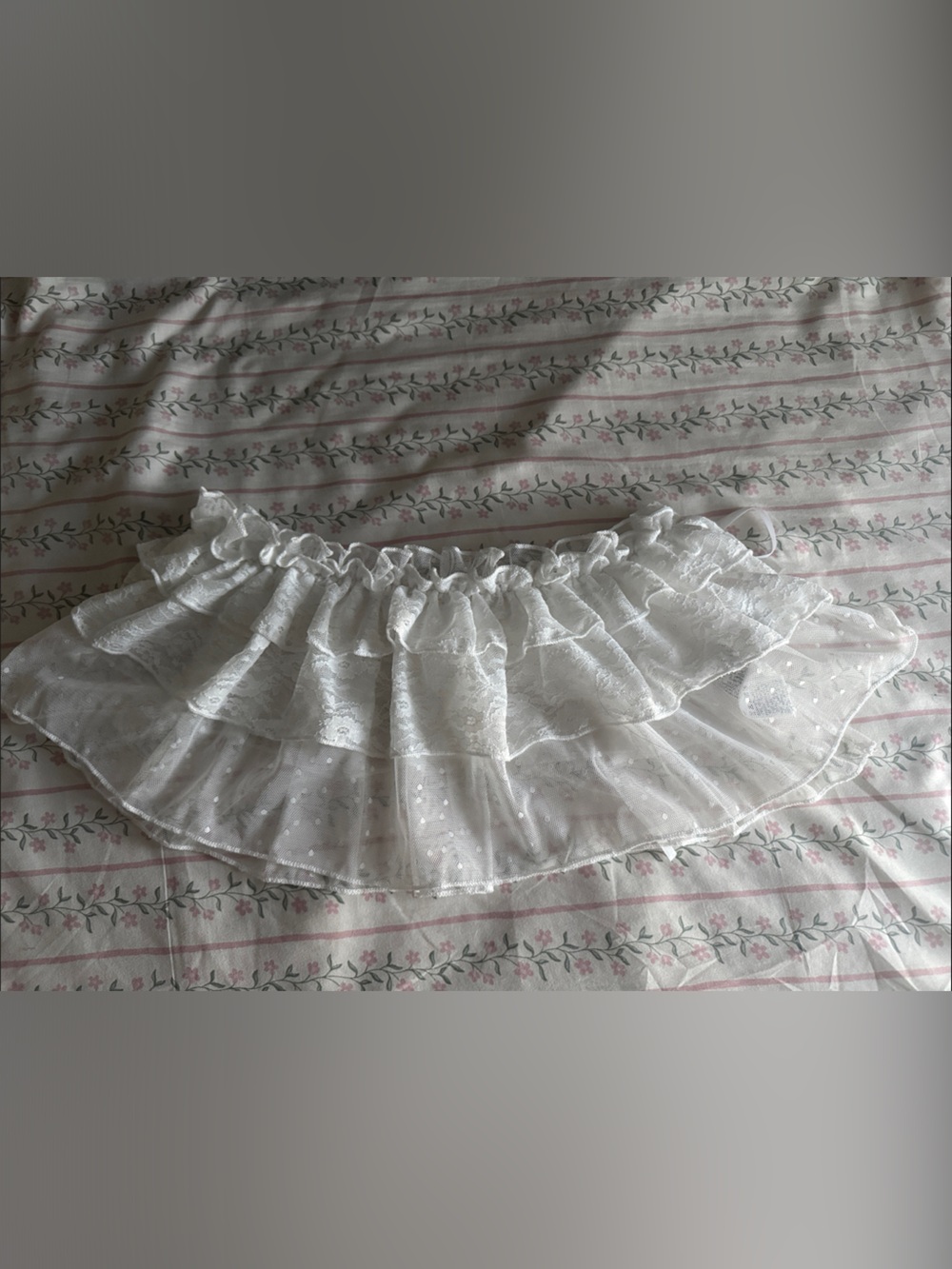 White Ruffled Lace Tiered Layered Skirt